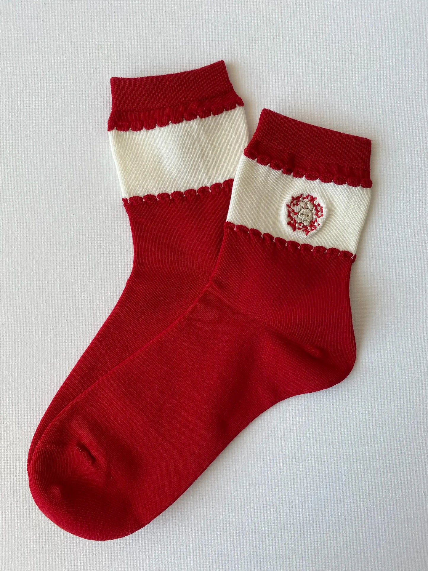 Red Bow Bunny Crew Sock