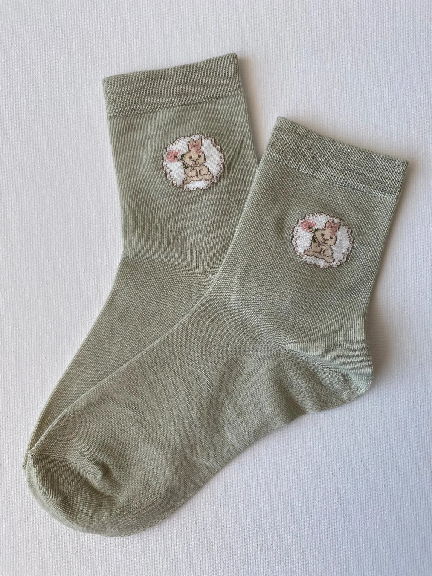 Bunny Floral Lace Crew Sock