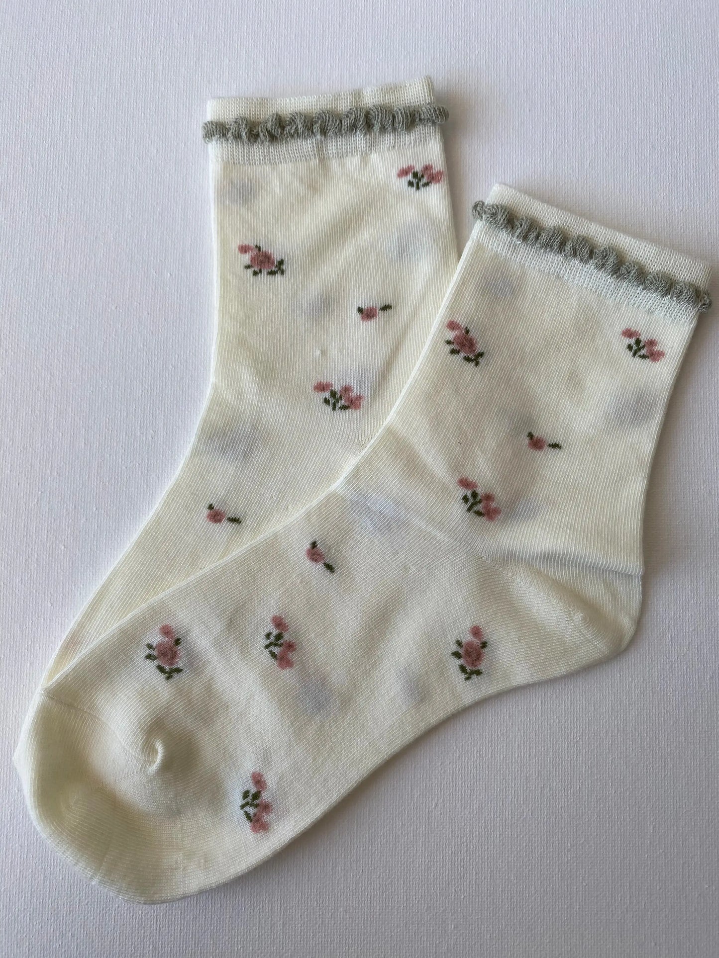 Bunny Floral Lace Crew Sock