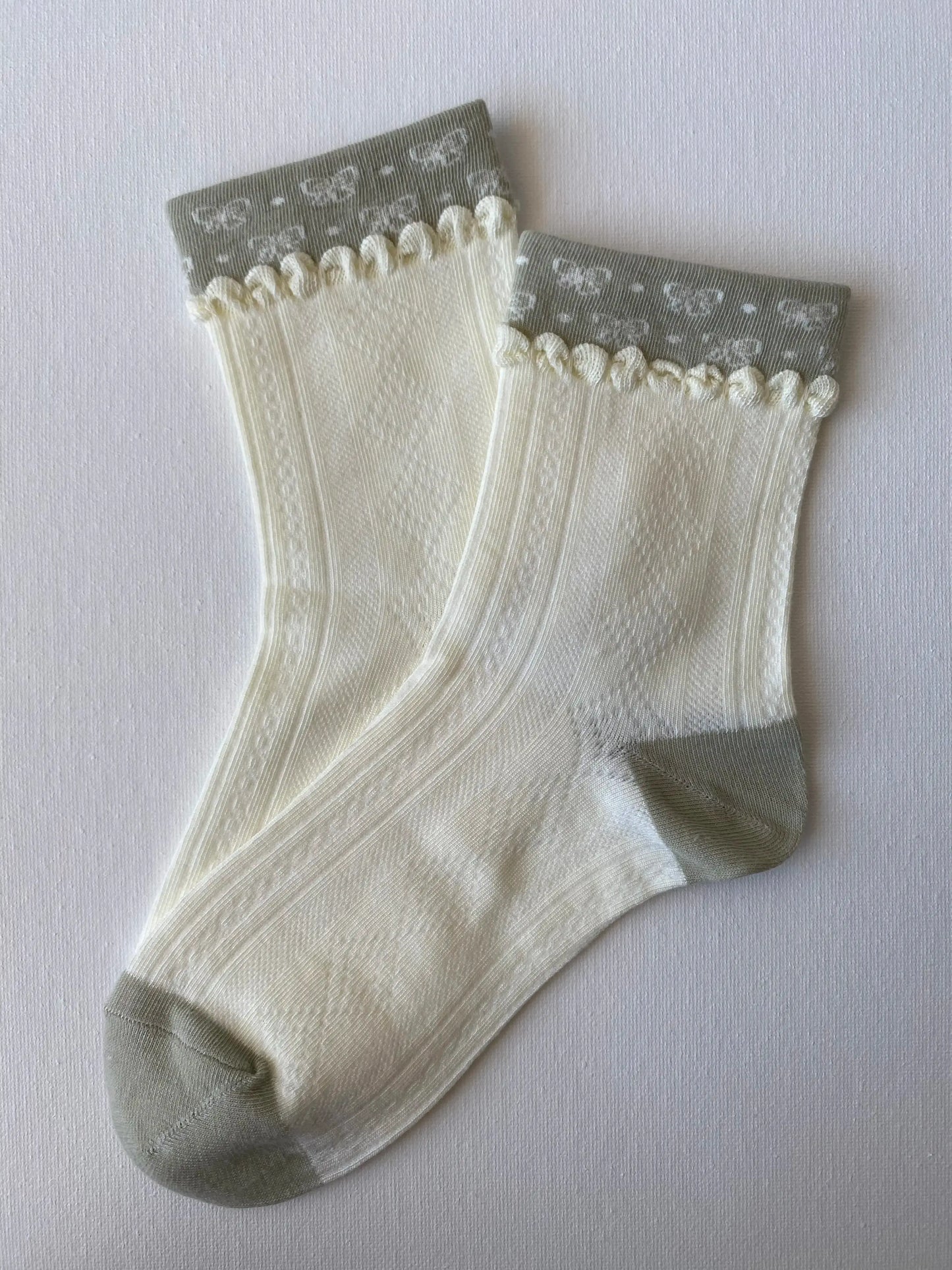 Bunny Floral Lace Crew Sock
