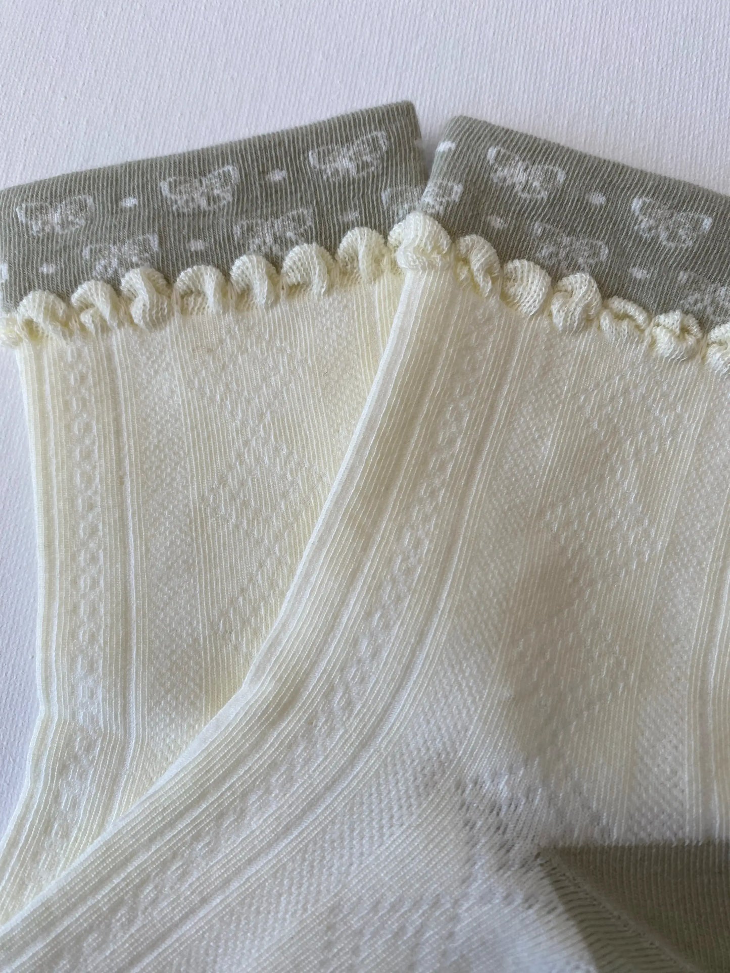 Bunny Floral Lace Crew Sock