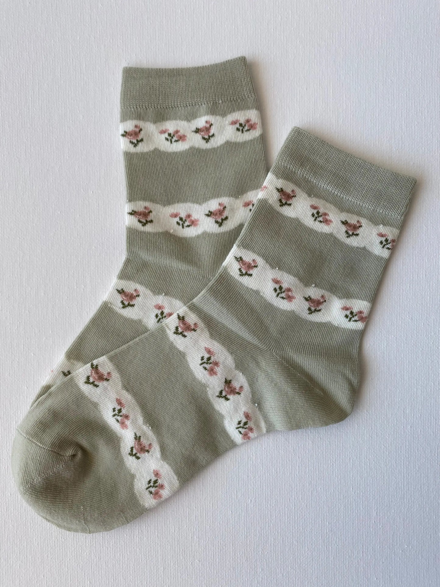 Bunny Floral Lace Crew Sock