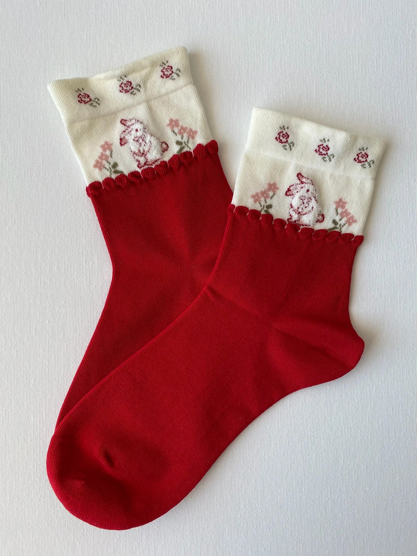 Red Bow Bunny Crew Sock