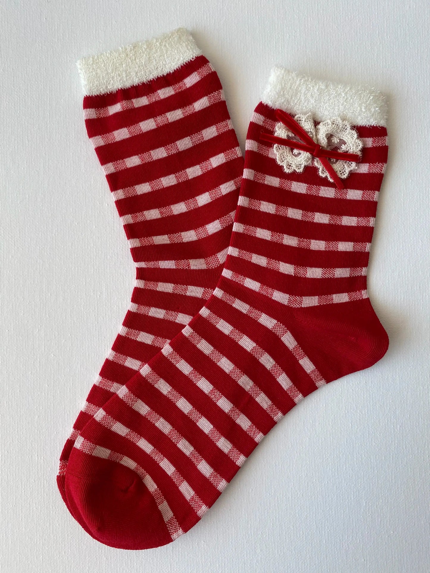 Red Bow Bunny Crew Sock