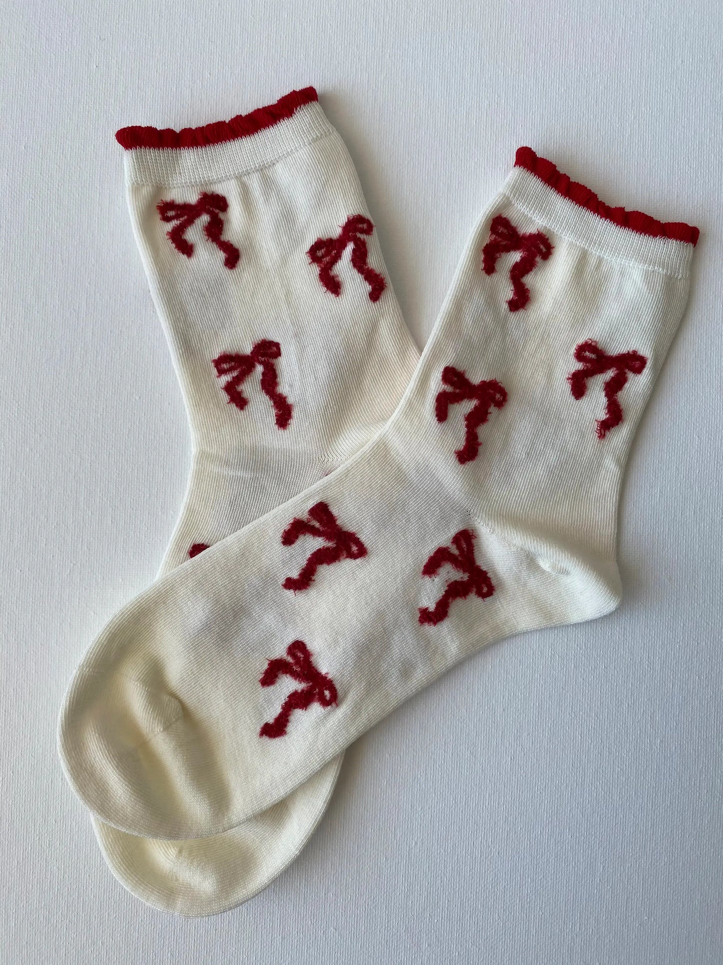 Red Bow Bunny Crew Sock