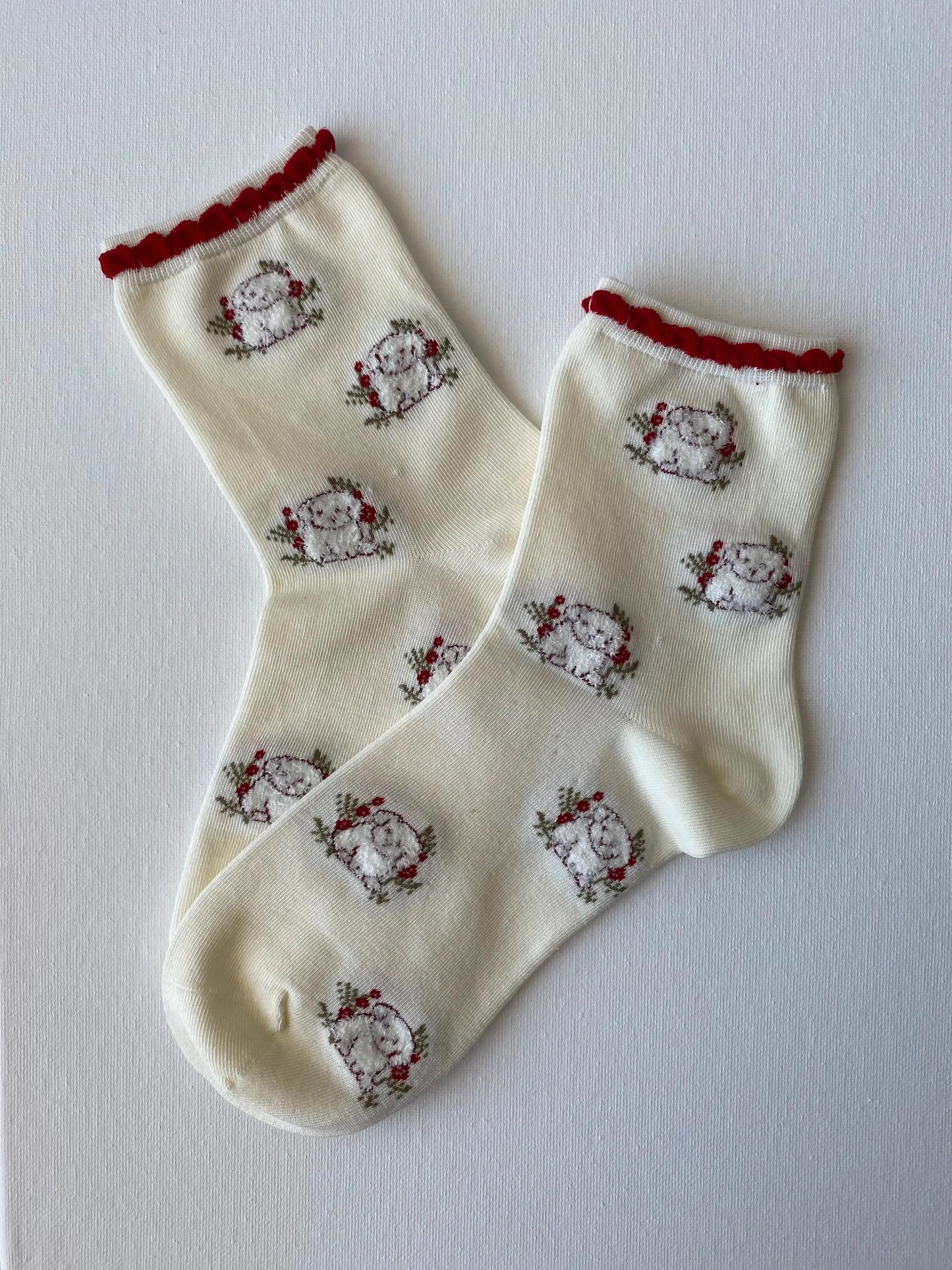 Red Bow Bunny Crew Sock
