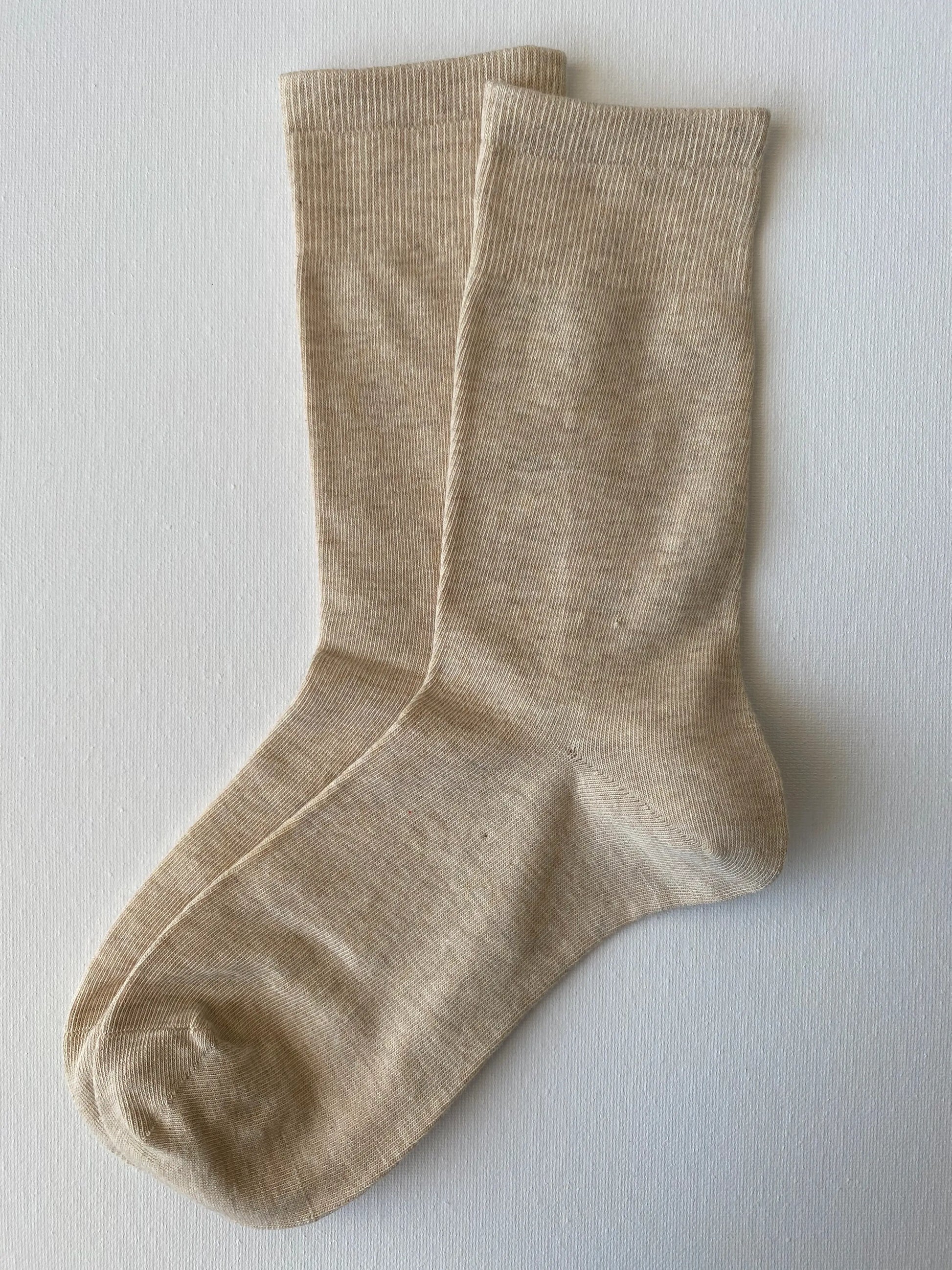 Product image of basic unisex crew sock in oat colour by Sock the Luck up AU