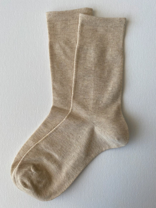 Product image of basic unisex crew sock in oat colour by Sock the Luck up AU