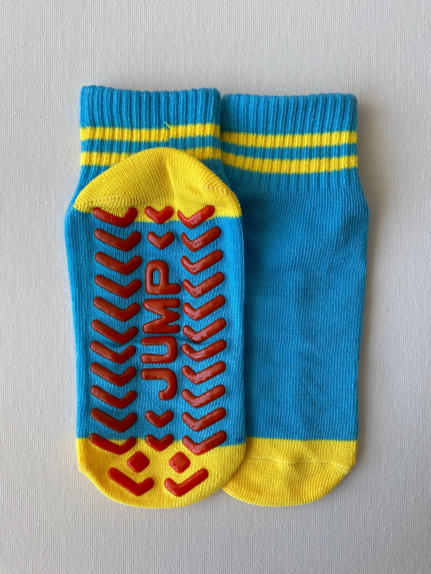 Product image of bold jump family grip sock in blue colour kid size by Sock the Luck up AU