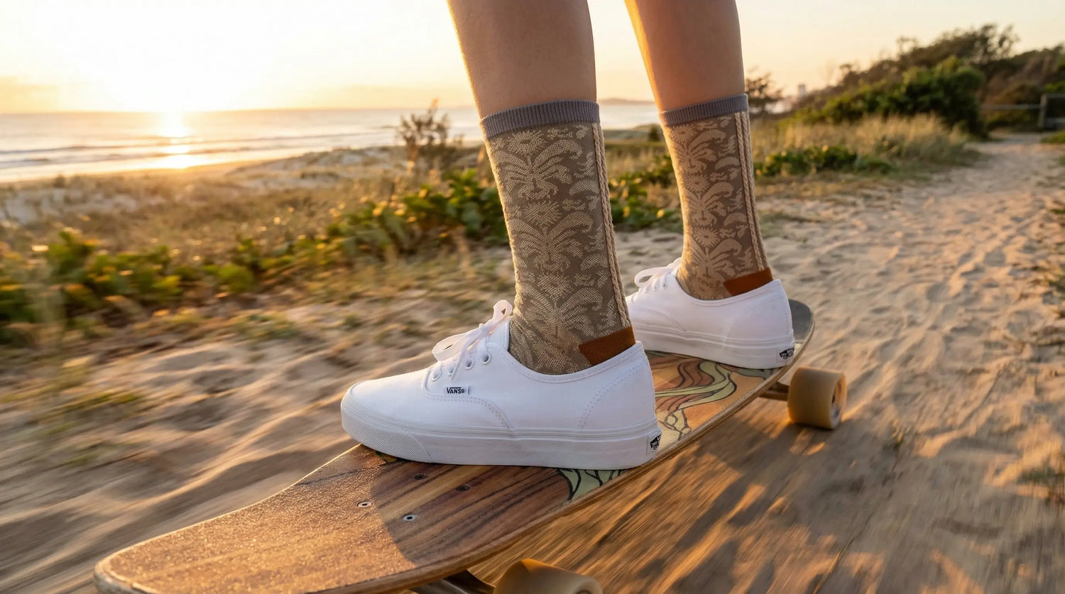 Bold Pulse collection socks featuring vibrant geometric patterns and pop-art designs, perfect for making a playful, expressive statement at markets or skating