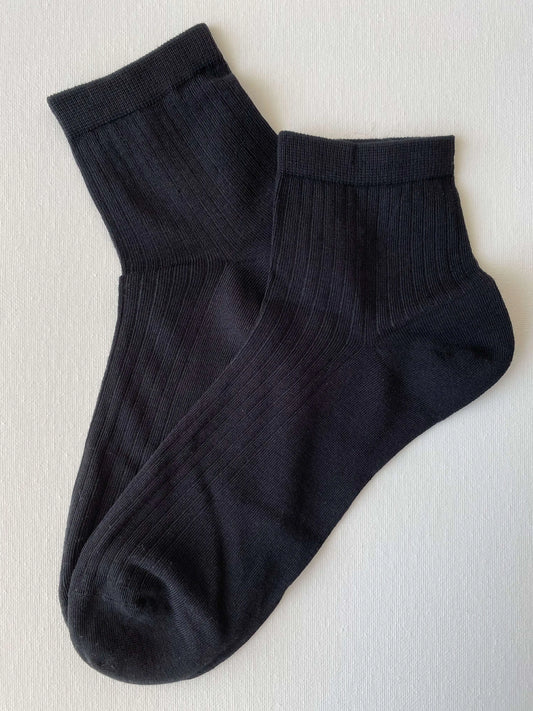 Product image of everyday mulberry silk ankle sock in black colour by Sock the Luck up AU