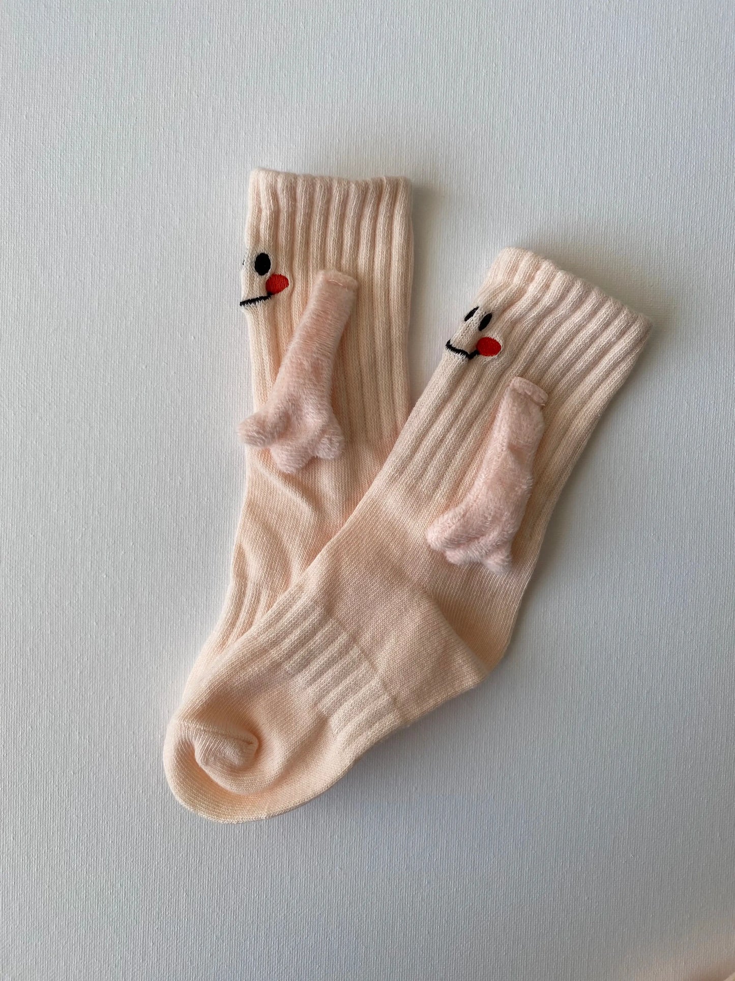 Product image of magnetic smiley face family crew sock in beige colour kid size by Sock the Luck up AU