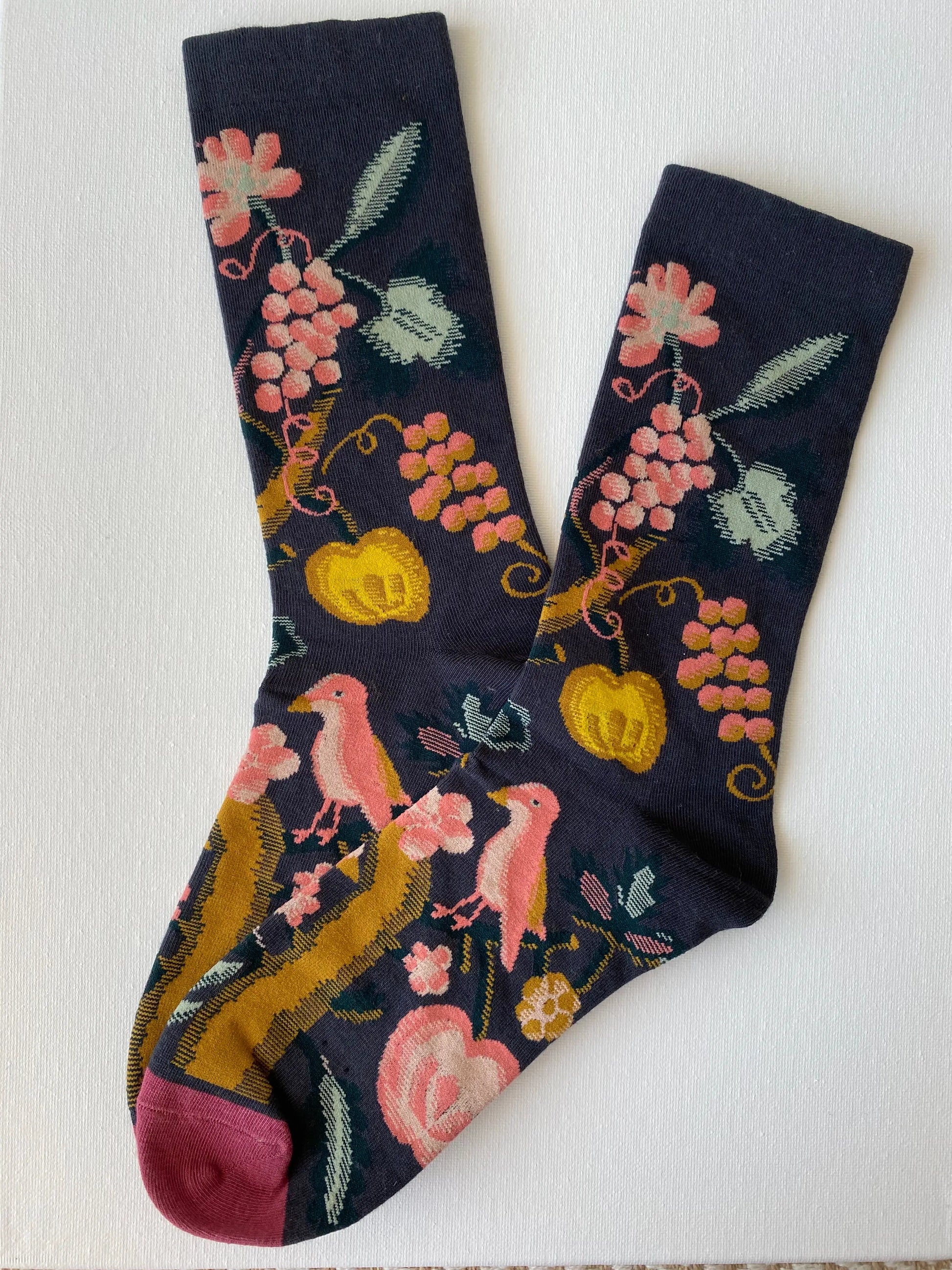 Product image of painted fruits jungle unisex crew sock left side by Sock the Luck up AU