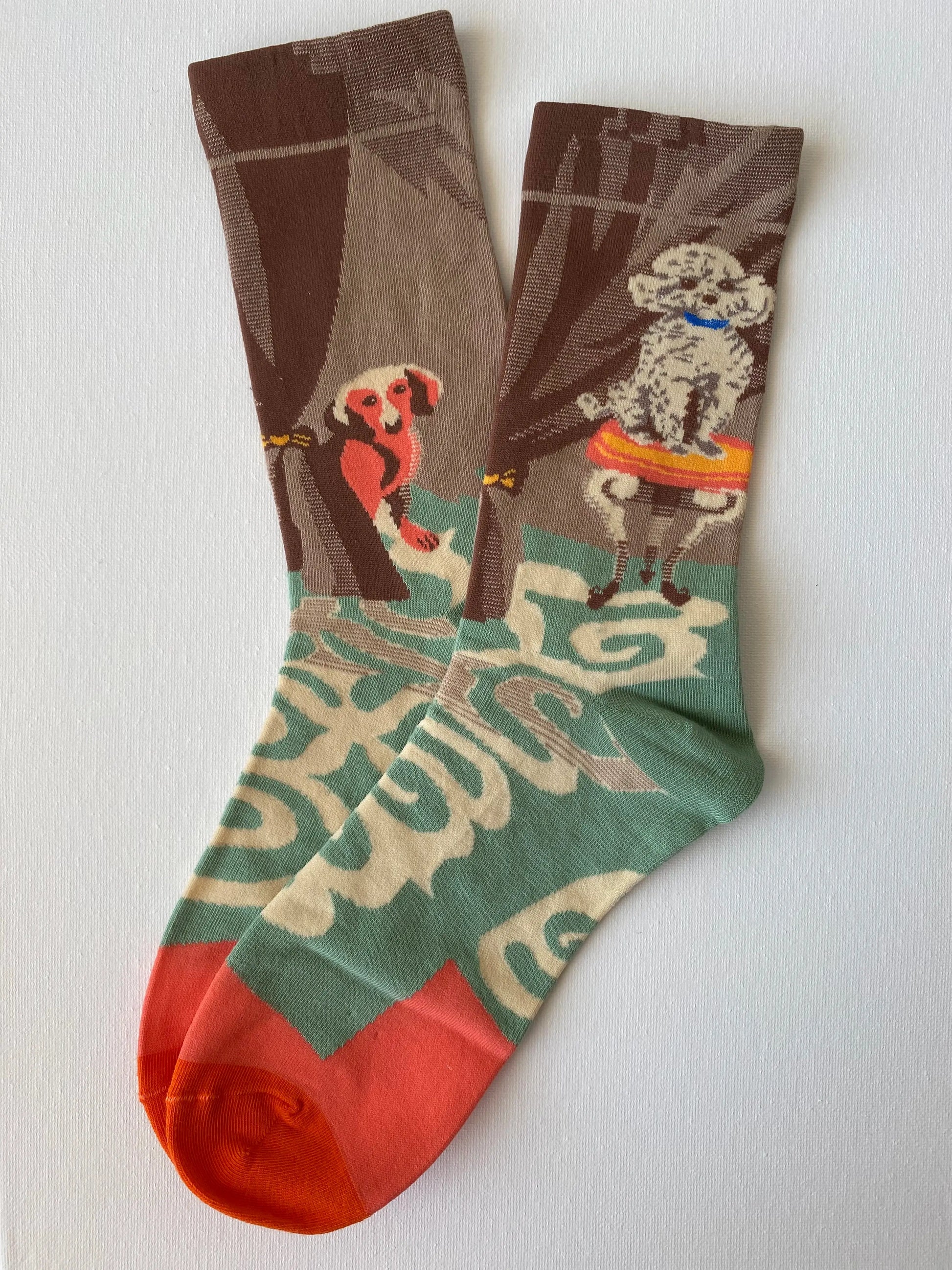 Product image of painted poodle unisex crew sock left side by Sock the Luck up AU