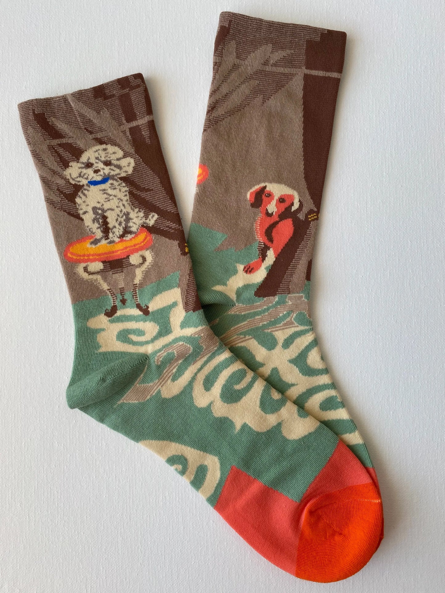 Product image of painted poodle unisex crew sock right side by Sock the Luck up AU