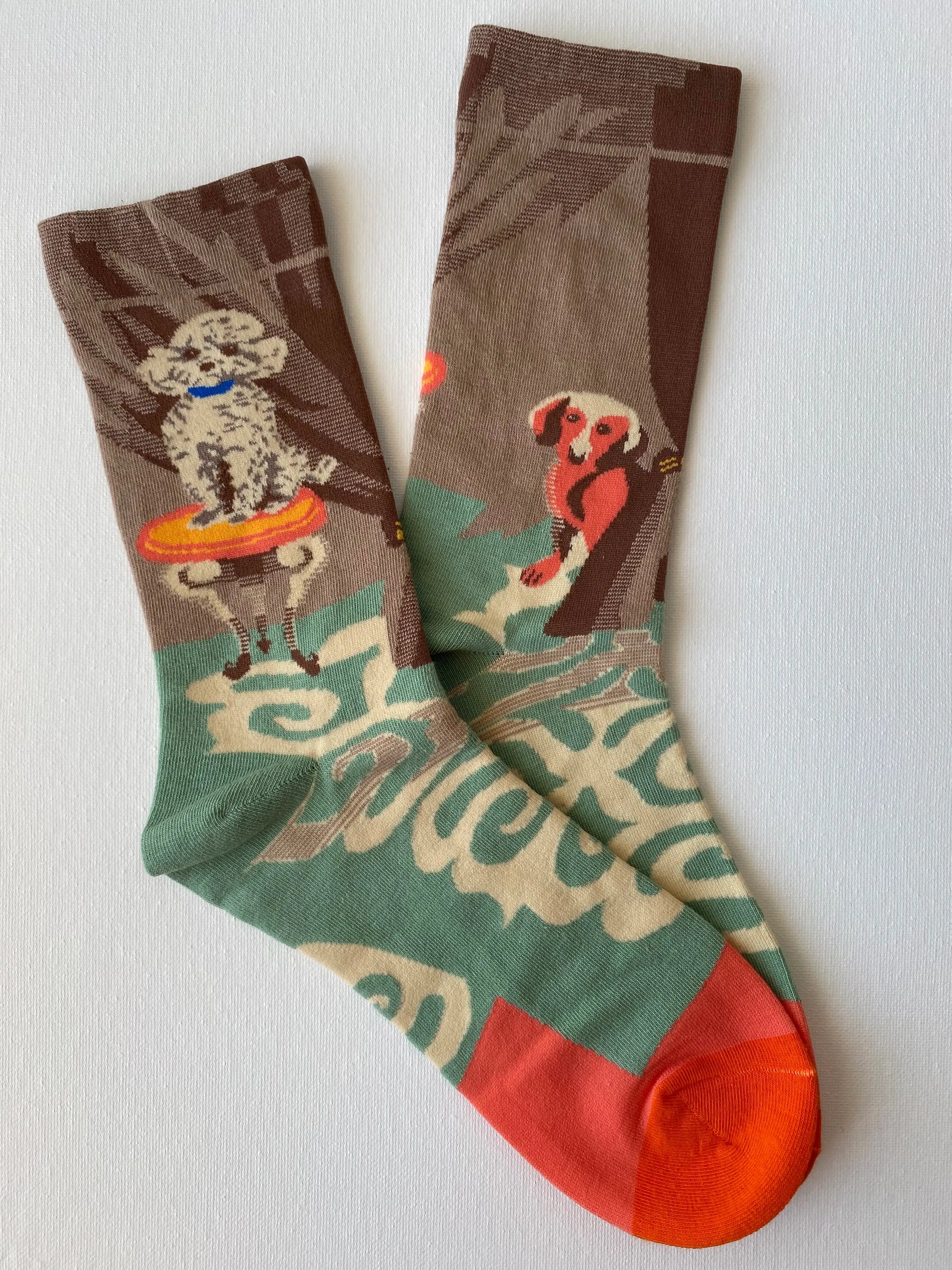 Product image of painted poodle unisex crew sock right side by Sock the Luck up AU