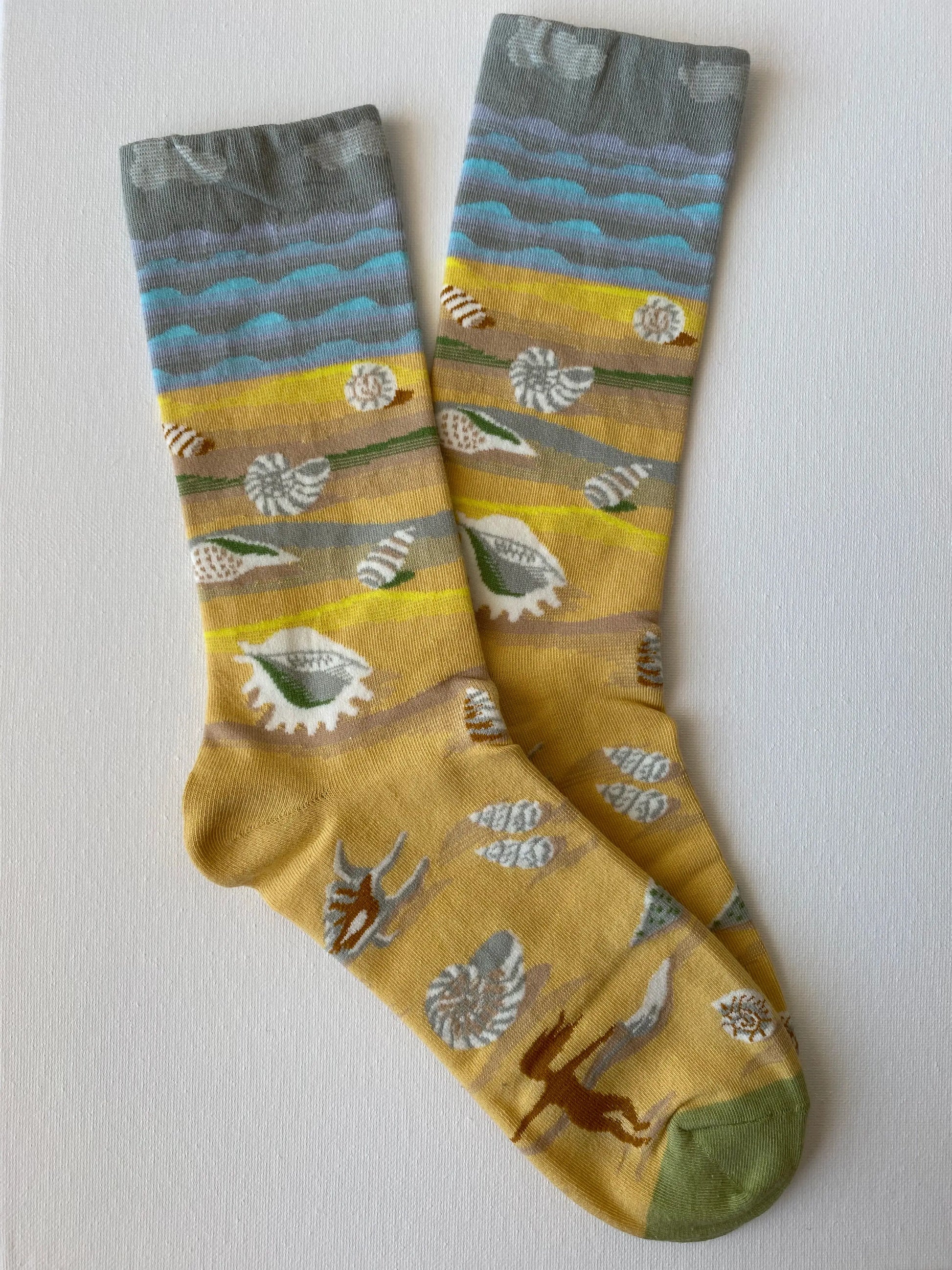 Product image of painted shells unisex crew sock right side by Sock the Luck up AU