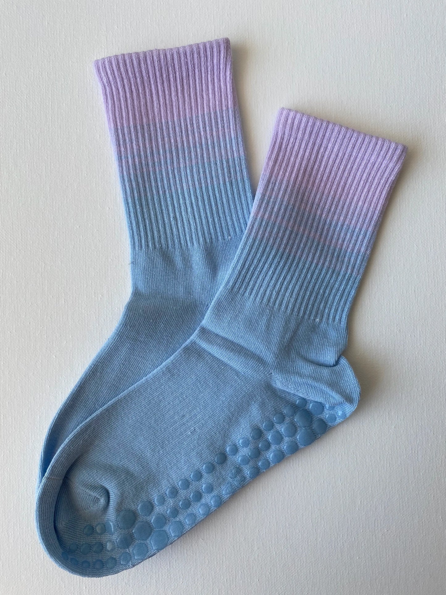 Product image of pastel gradient grip sock in blue and purple colour by Sock the Luck up AU