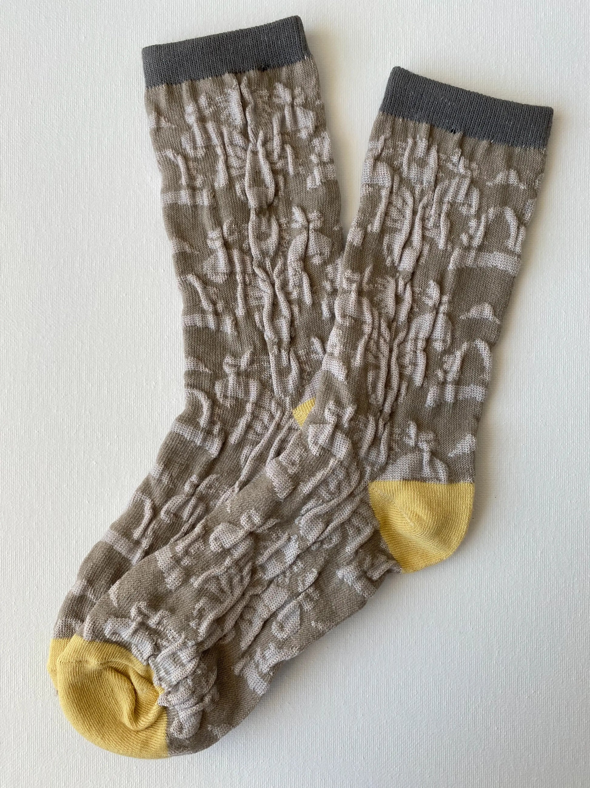 Product image of taupe jacquard crew sock by Sock the Luck up AU